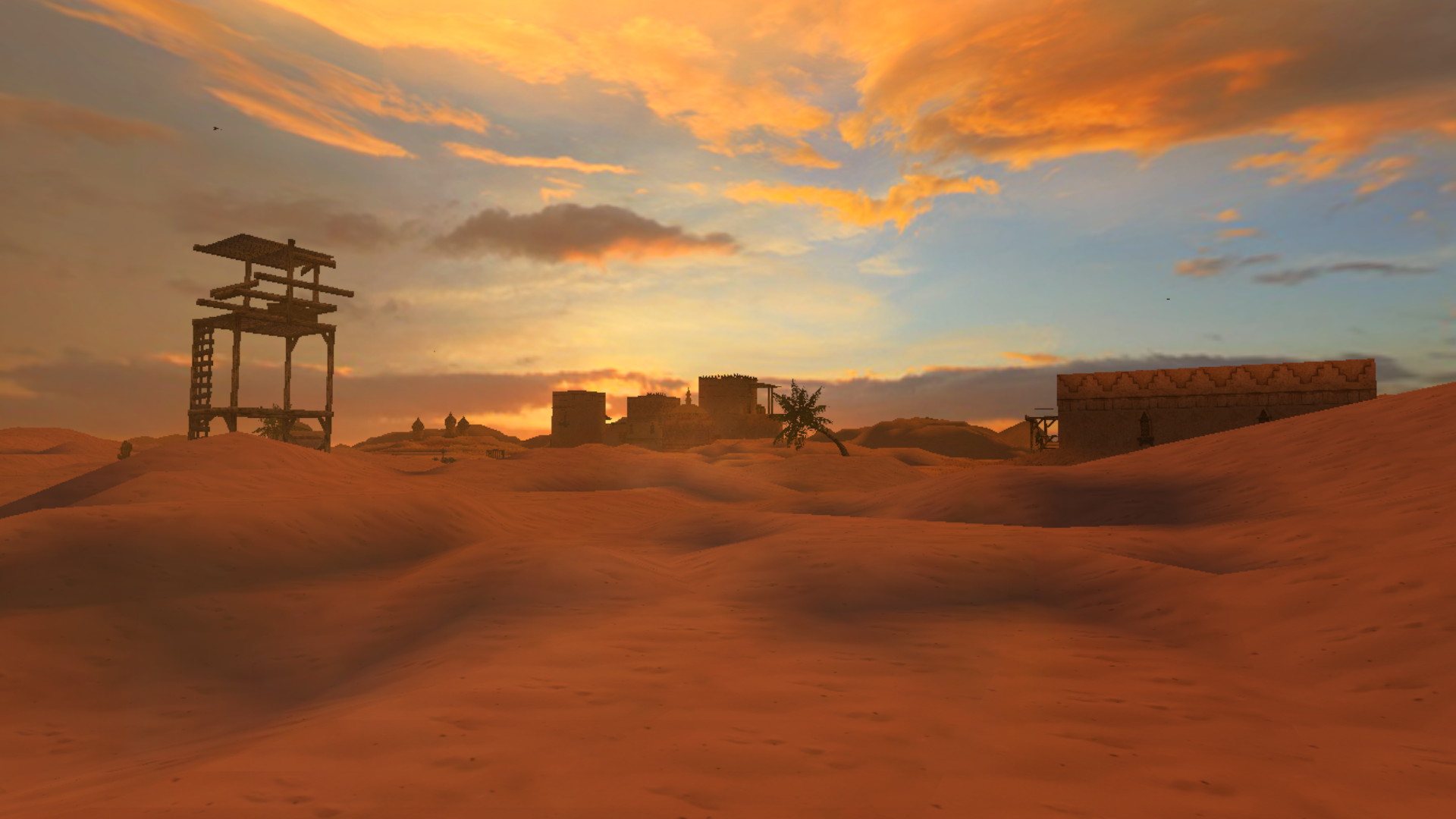 Desert Ruins panorama at sunset